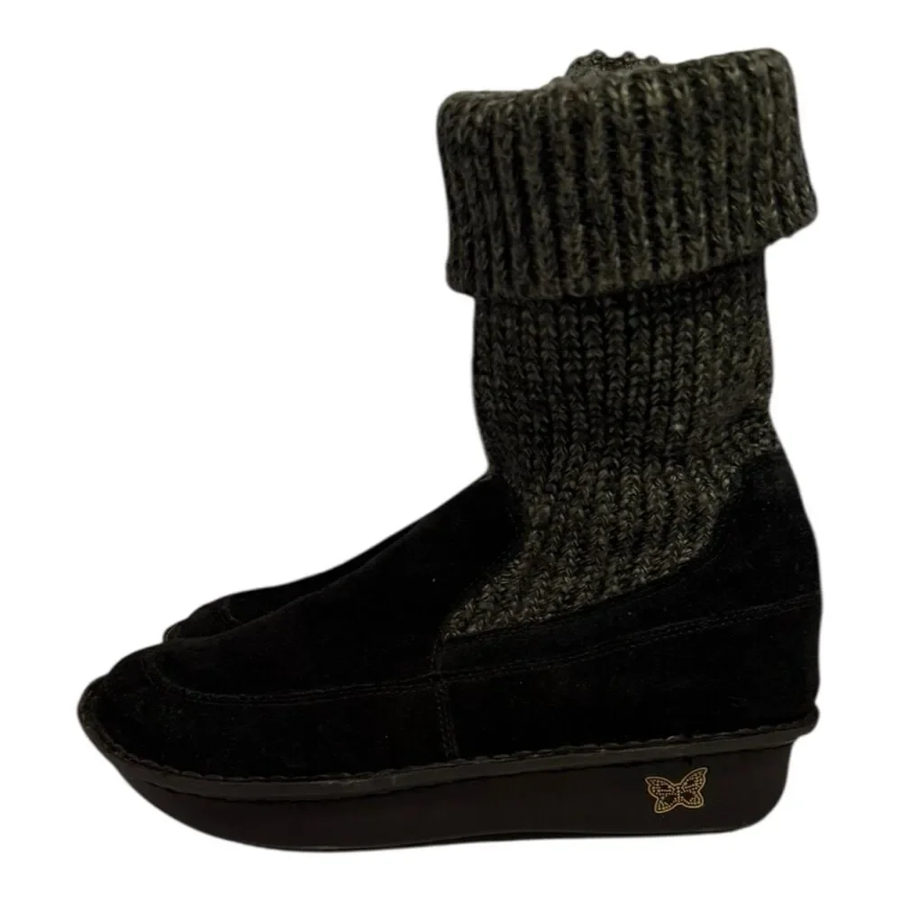 Alegria Juneau Knit/Black Suede Leather Boots Women’s 40 - US 9.5-10 Boho Casual